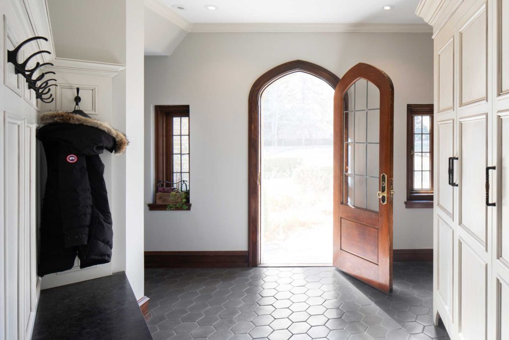 Front door entrance to closet and storage