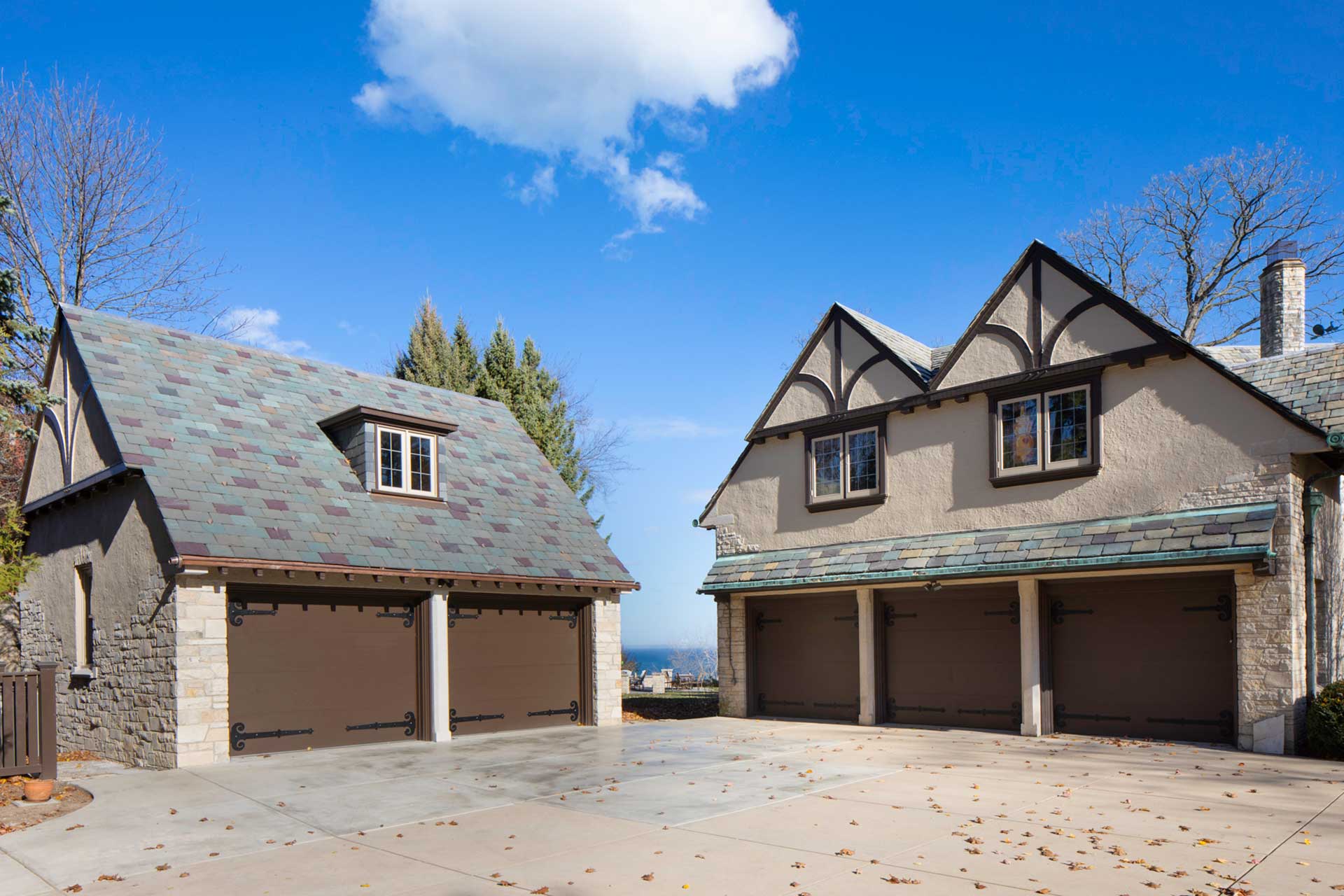 Two-car stone garage