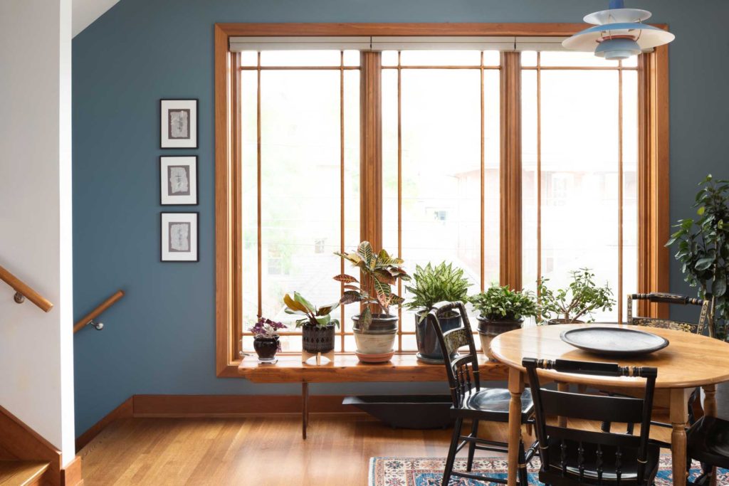 Dining area with large windows