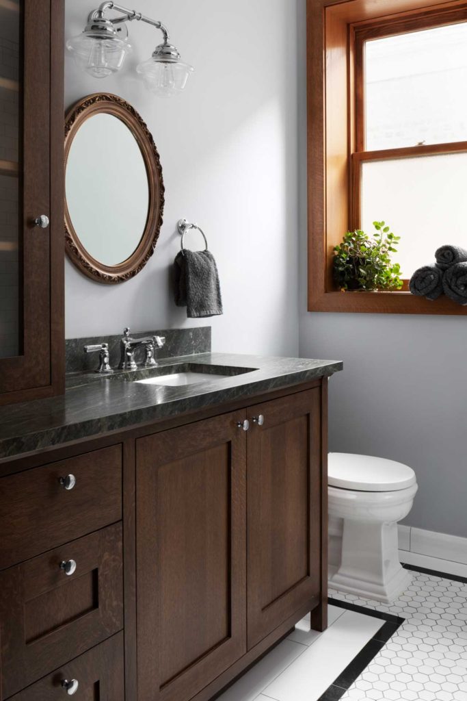 Powder room cabinetry and vanity